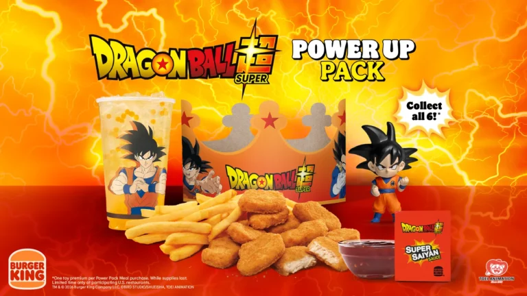 Burger King Dragon Ball Super Power Up Pack with nuggets, lemonade and a Goku figure