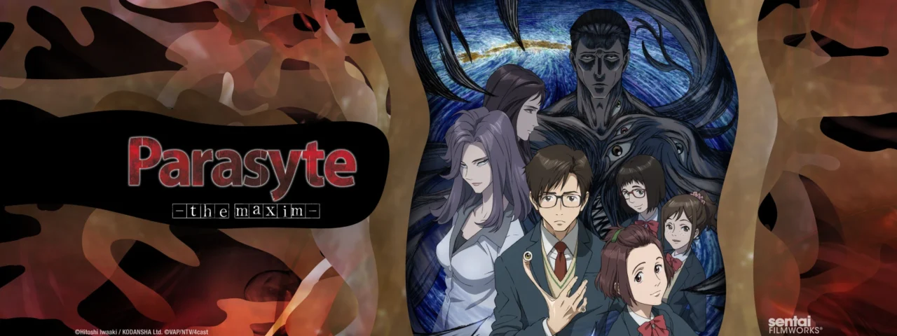 Shinichi, Migi and the cast of Parasyte The Maxim in official artwork