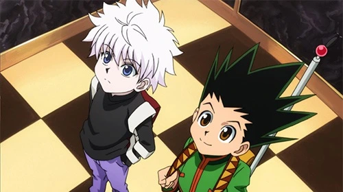 Gon and Killua listening during the Heavens Arena arc