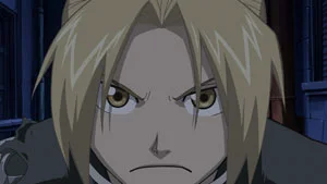 Close-up of Edward Elric in the official preview for Brotherhood’s first episode.