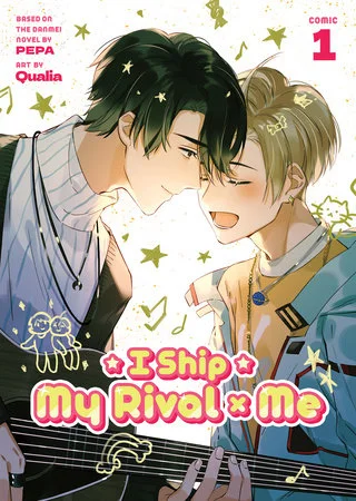 Two young men facing each other on the volume 1 cover of I Ship My Rival x Me, labeled comic.