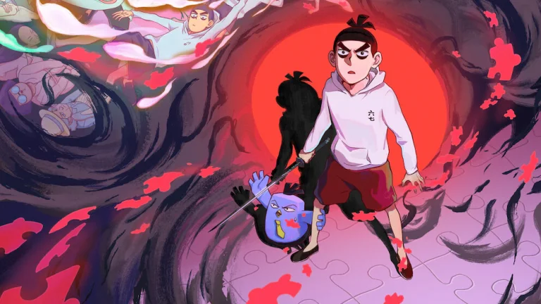 Seven holding scissors, surrounded by other characters in the official Scissor Seven series artwork.